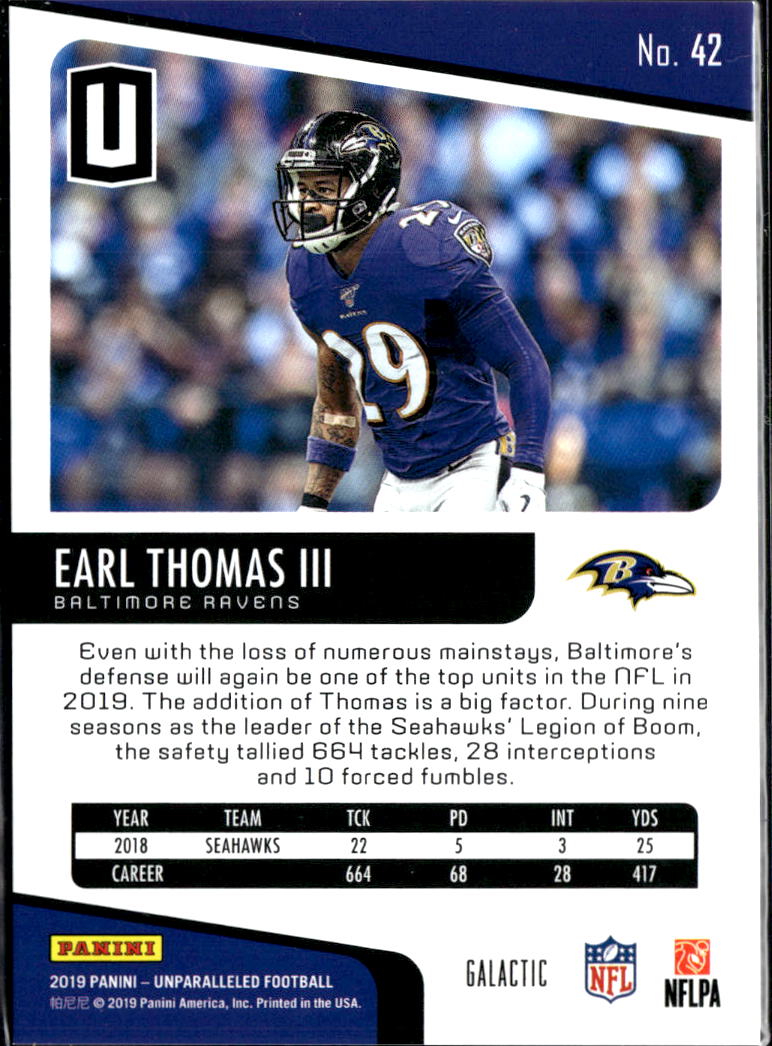 Earl Thomas III 2019  Unparalleled Galactic SSP CASE HIT Texas Longhorns Ravens