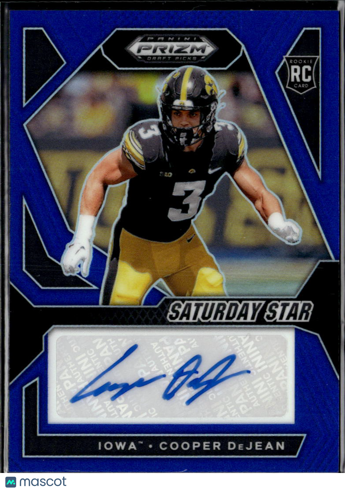 Cooper DeJean 2024 Prizm Draft Auto Autograph Blue RC 117/149 Iowa Eagles