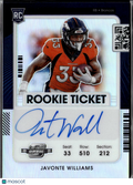 Javonte Williams 2021 Contenders Optic Auto Autograph RC Denver Broncos