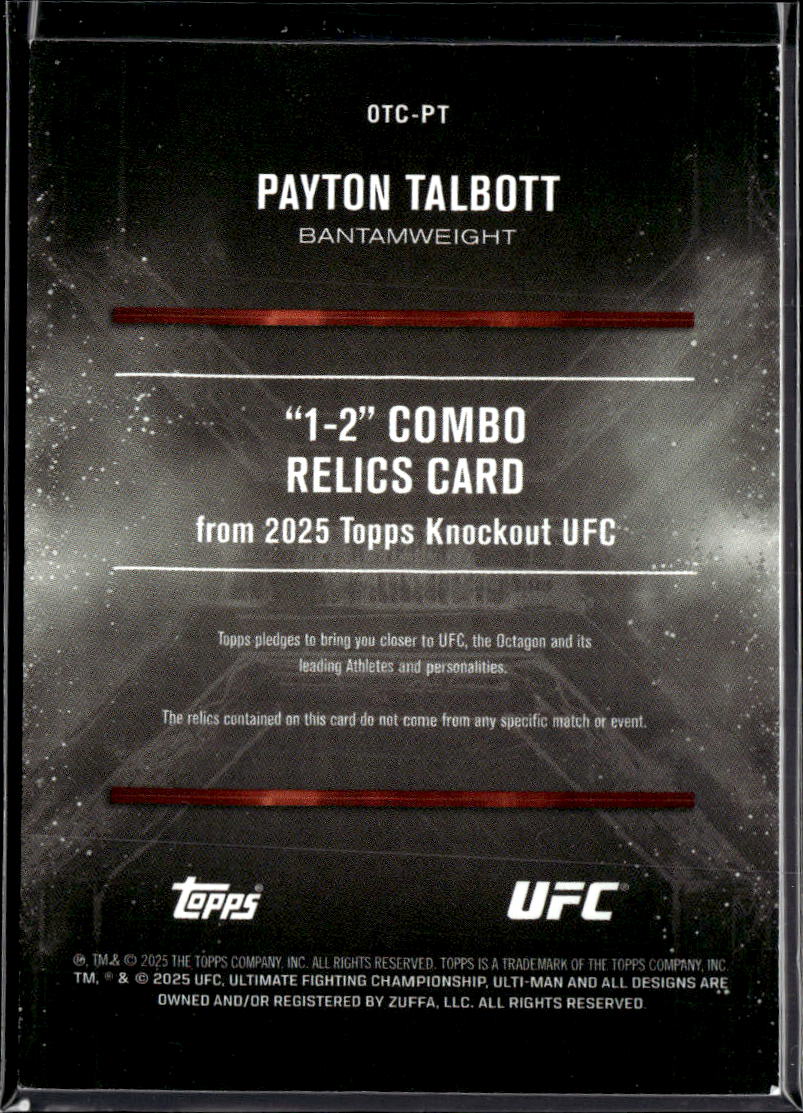 Payton Talbott 2025 Topps Knockout UFC Rookie RC Patch Relic