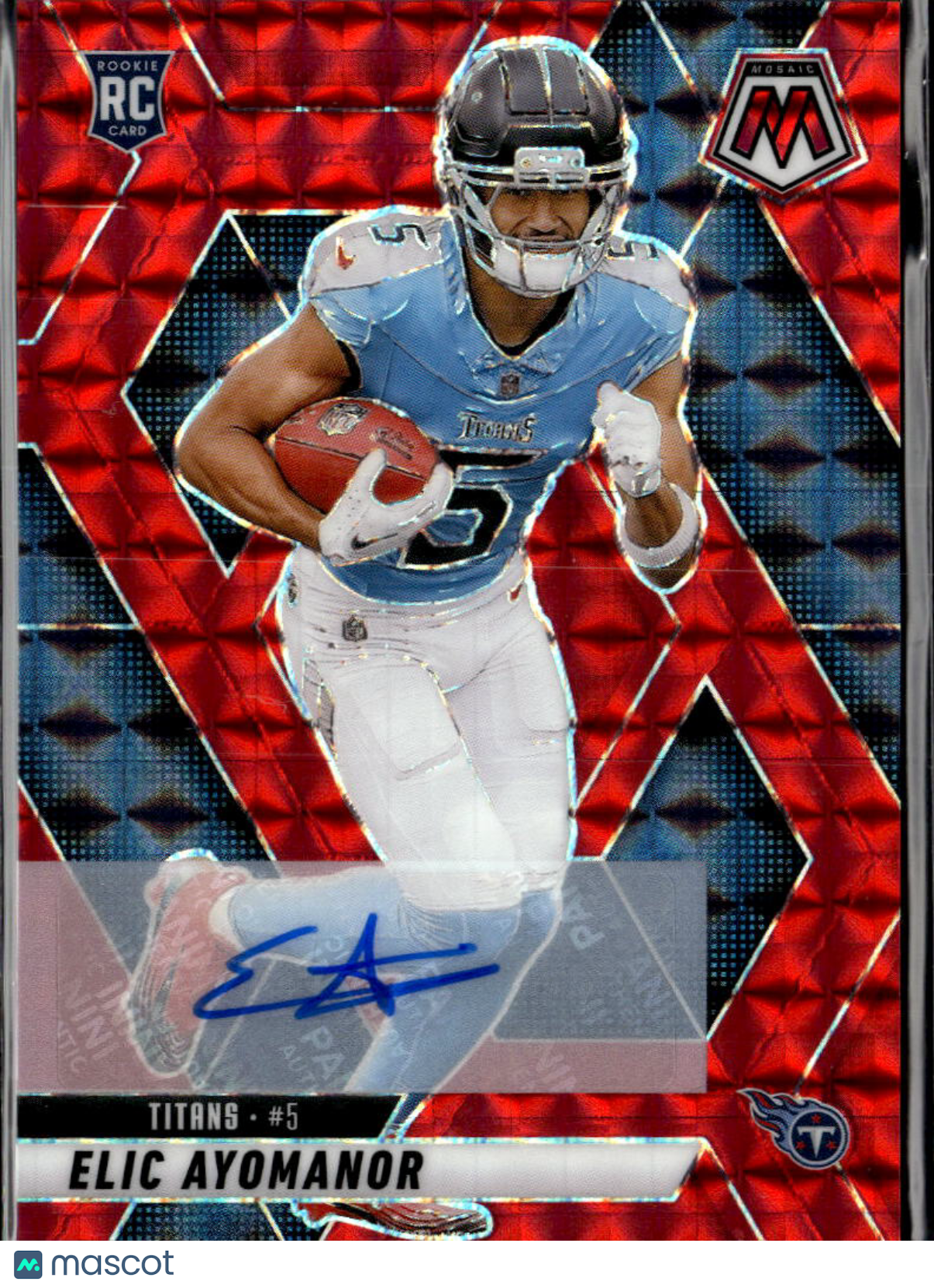 Elic Ayomanor 2025 Mosaic Auto Autograph RC Red 186/199 Tennessee Titans