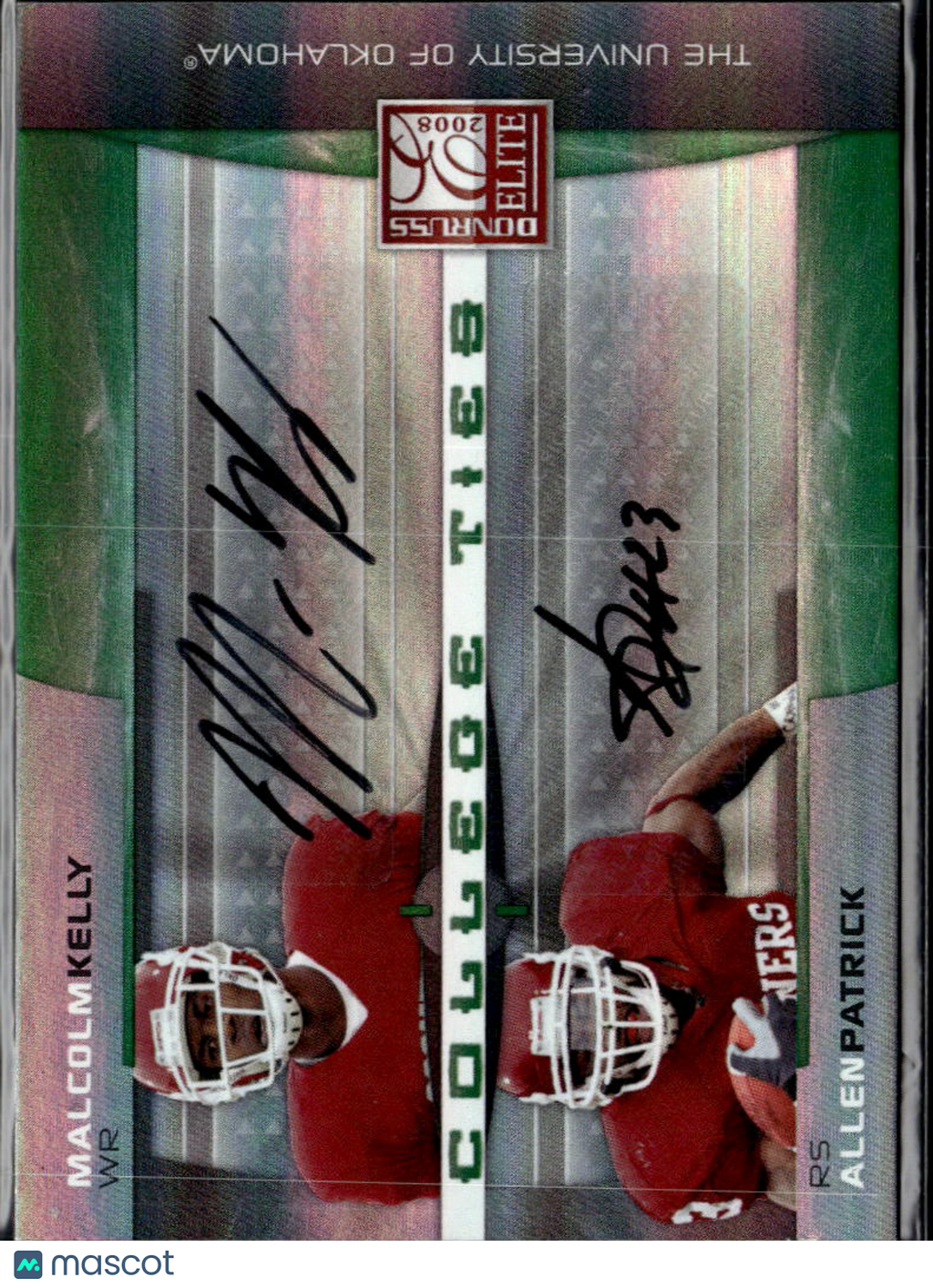 Allen Patrick / Malcolm Kelly 2008 Elite College Ties Auto Autograph /50 Sooners