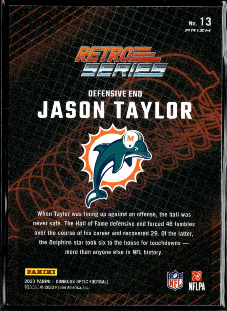 Jason Taylor 2023 Doruss Optic Retro Series Purple Stars 25/25 Miami Dolphins