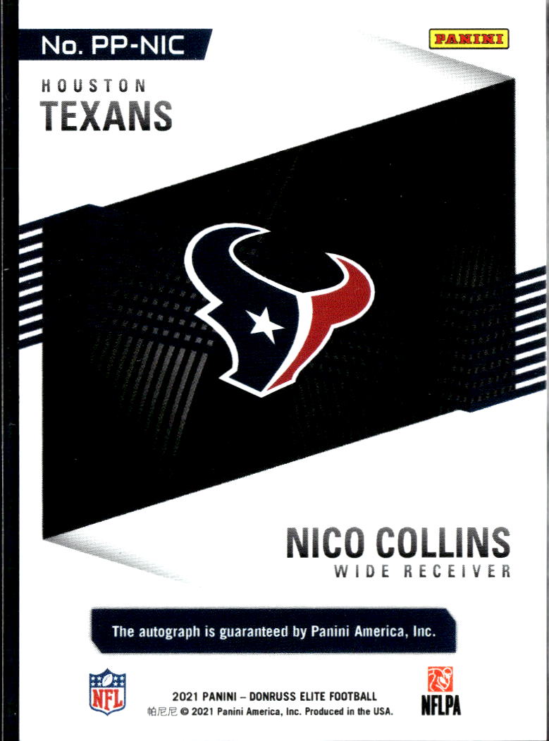 Nico Collins 2021 Elite Pen Pals Auto Autograph RC Rookie Houston Texans