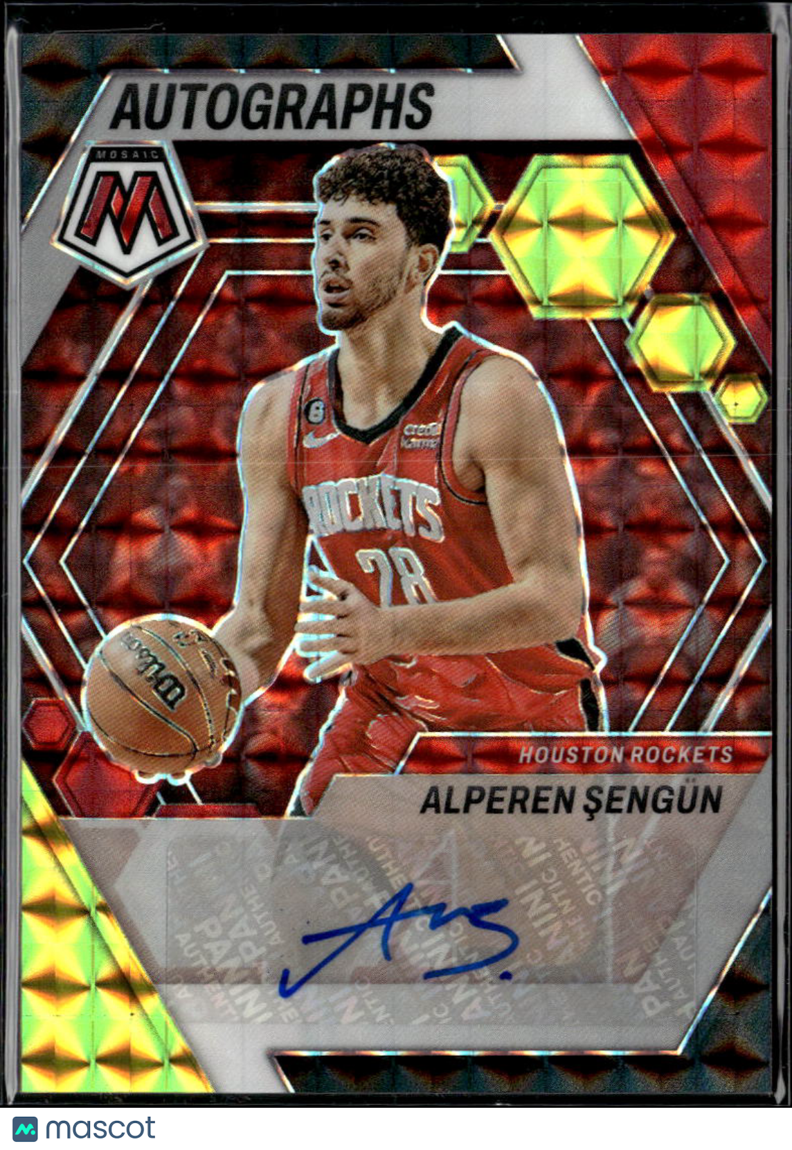 Alperen Şengün 2022-23 Mosaic Auto Autograph Red Yellow RC Houston Rockets