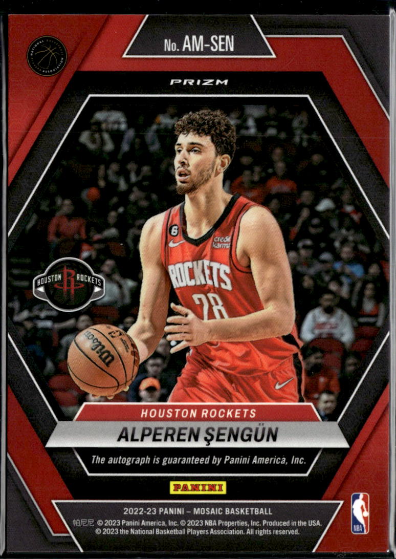 Alperen Şengün 2022-23 Mosaic Auto Autograph Red Yellow RC Houston Rockets