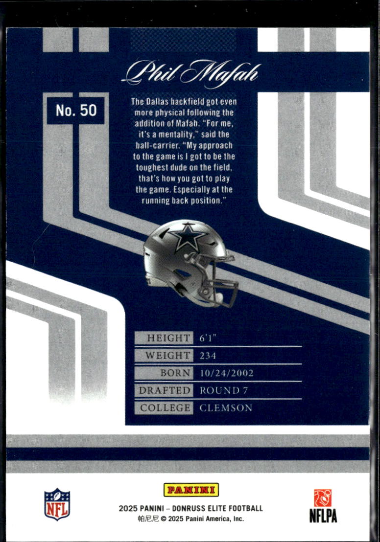 Phil Mafah 2025 Elite GOLD Rookie RC 3/10 Dallas Cowboys