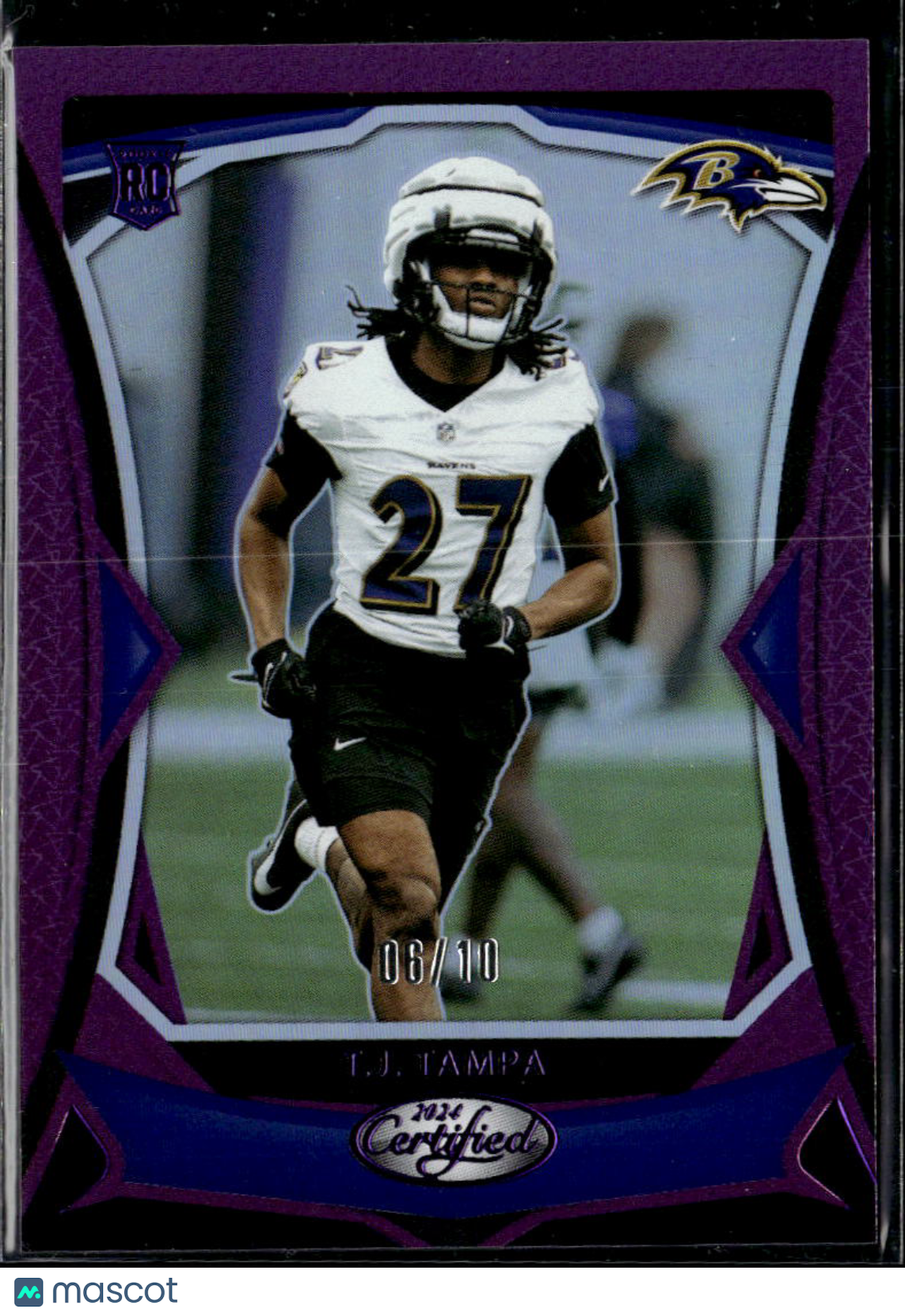 T.J. Tampa 2024 Certified Mirror Purple Rookie RC 6/10 Baltimore Ravens