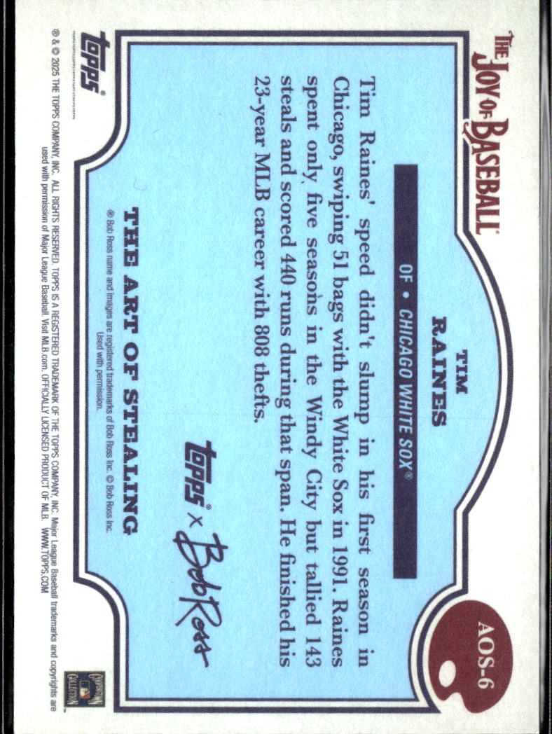 Tim Raines 2025 Topps x Bob Ross The Joy of Baseball 86/99 Chicago White Sox