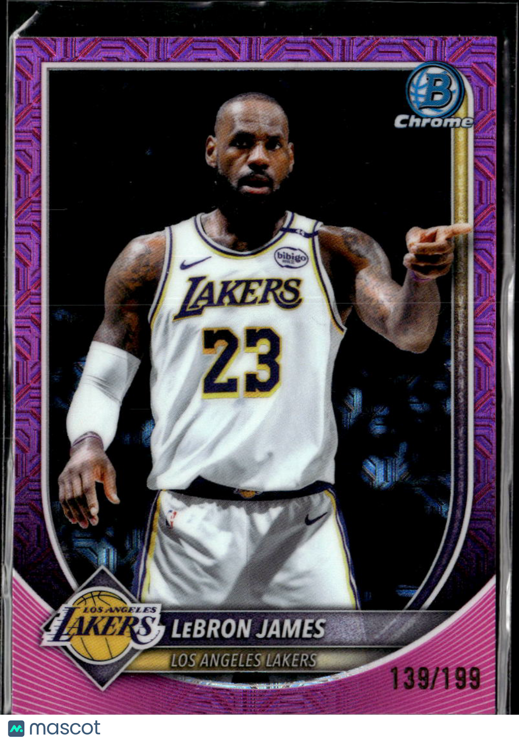 LeBron James 2025 Bowman Chrome Pink Mojo Refractor 139/199 Los Angeles Lakers