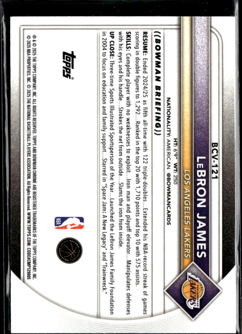 LeBron James 2025 Bowman Chrome Pink Mojo Refractor 139/199 Los Angeles Lakers