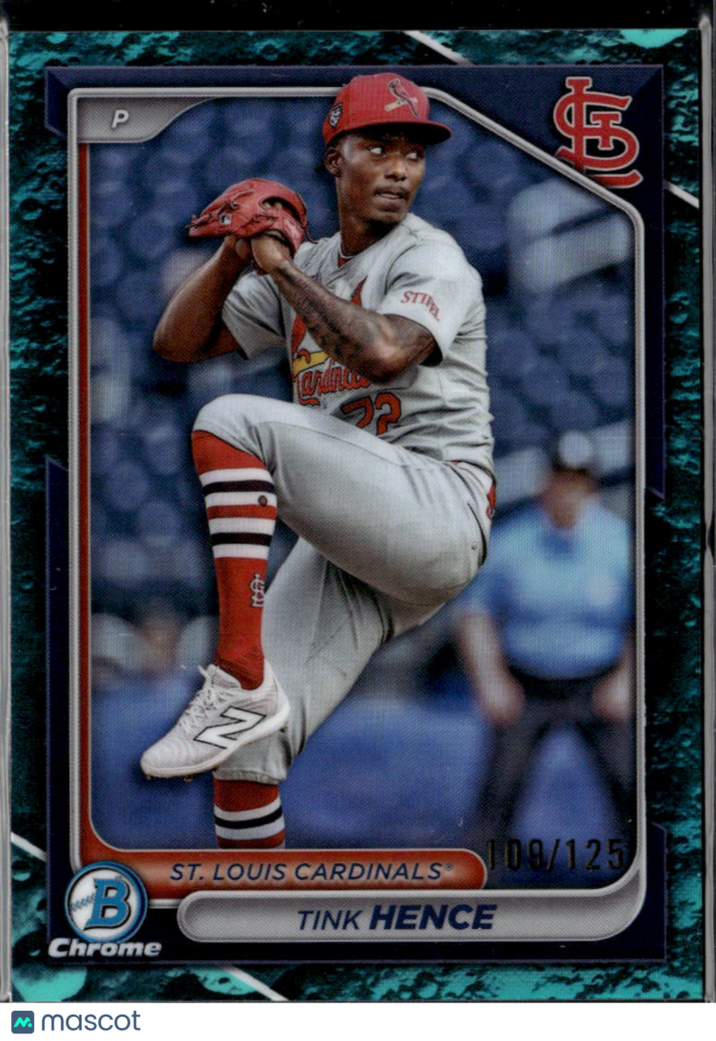 Tink Hence 2024 Bowman Chrome Aqua Lunar Glow Refractor /125 St. Louis Cardinals