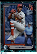 Tink Hence 2024 Bowman Chrome Aqua Lunar Glow Refractor /125 St. Louis Cardinals
