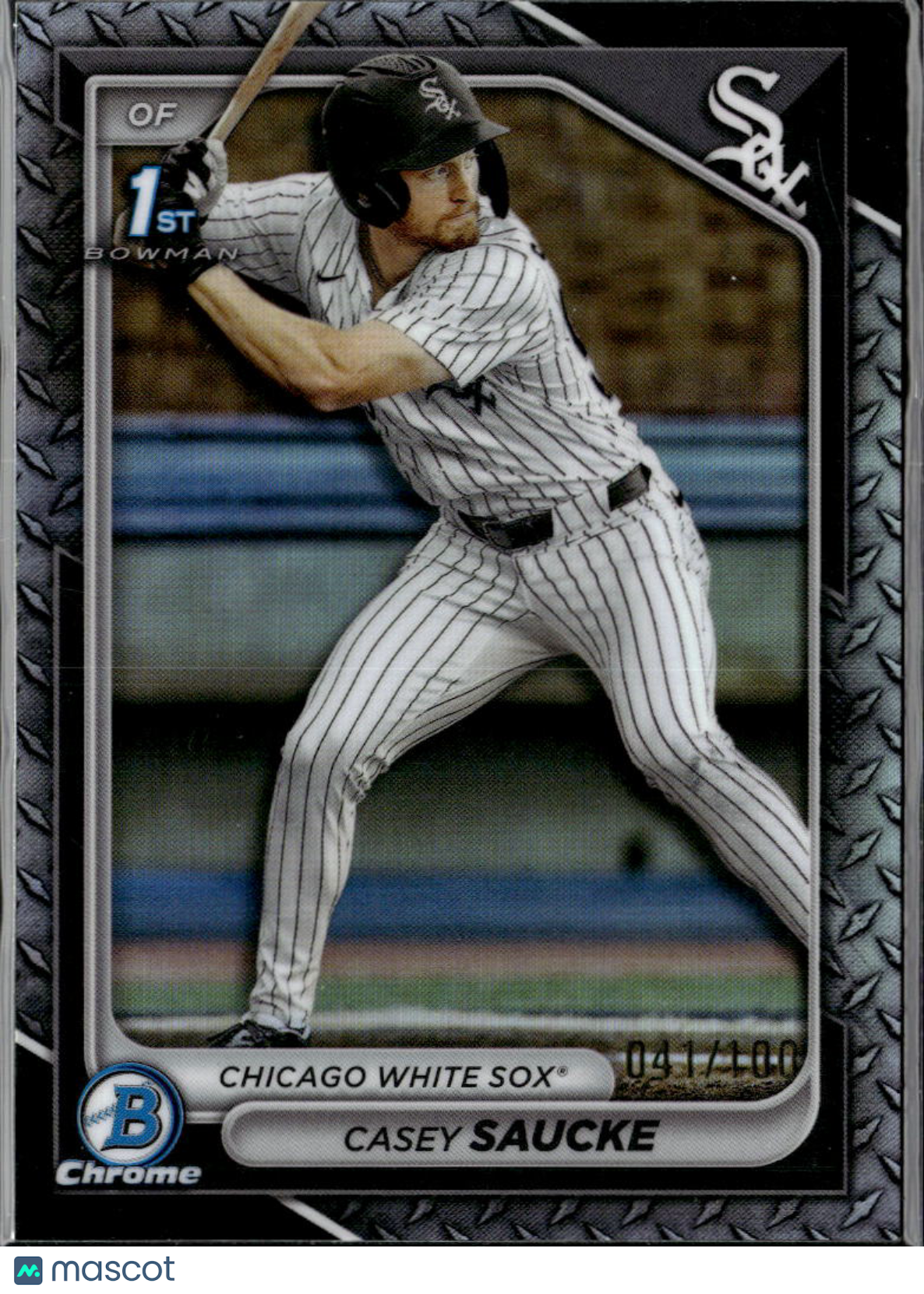 Casey Saucke 2024 Bowman Chrome 1st Steel Metal Refractor 41/100 White Sox