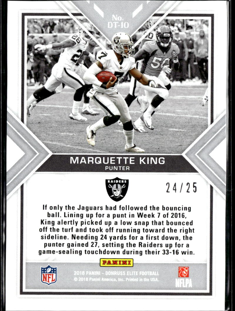 Marquette King 2018 Elite Dual Threats Orange 24/25 Oakland Raiders