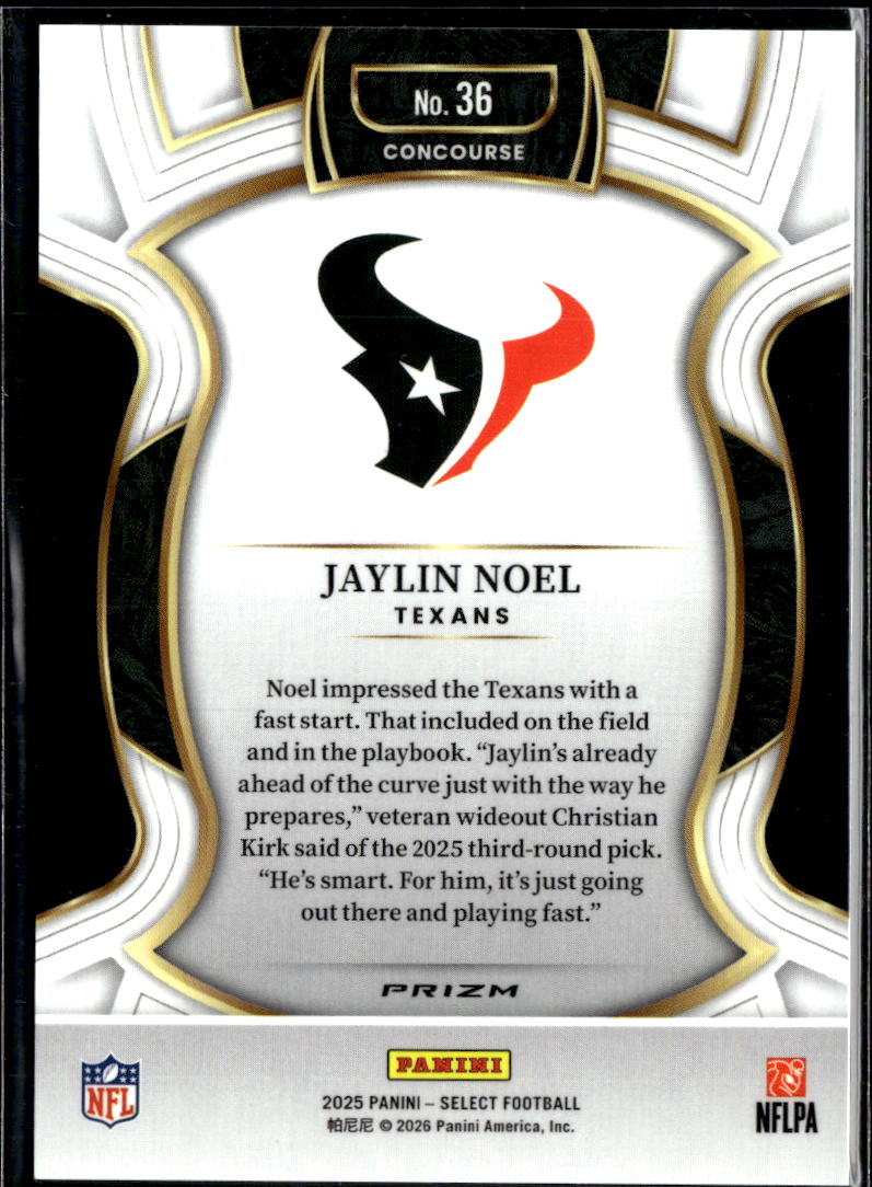 Jaylin Noel 2026 Select Zebra Prizm SSP Rookie RC Houston Texans