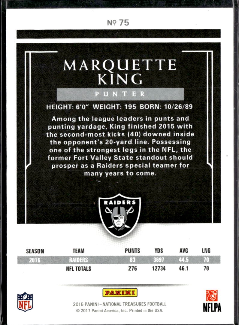 Marquette King 2017 National Treasures RC Rookie 12/49 Oakland Raiders