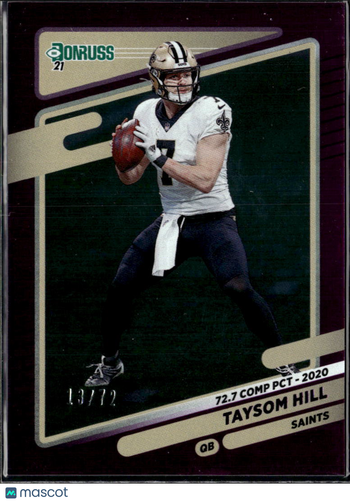 Taysom Hill 2021 Donruss Purple Stat Line 13/72 New Orleans Saints