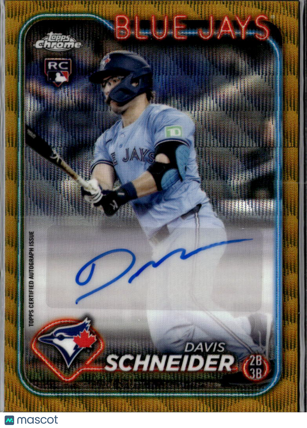 Davis Schneider 2024 Topps Chrome GOLD Wave Auto Autograph 8/50 Blue Jays