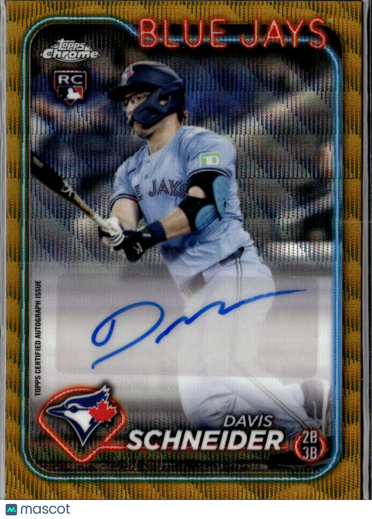 Davis Schneider 2024 Topps Chrome GOLD Wave Auto Autograph 8/50 Blue Jays