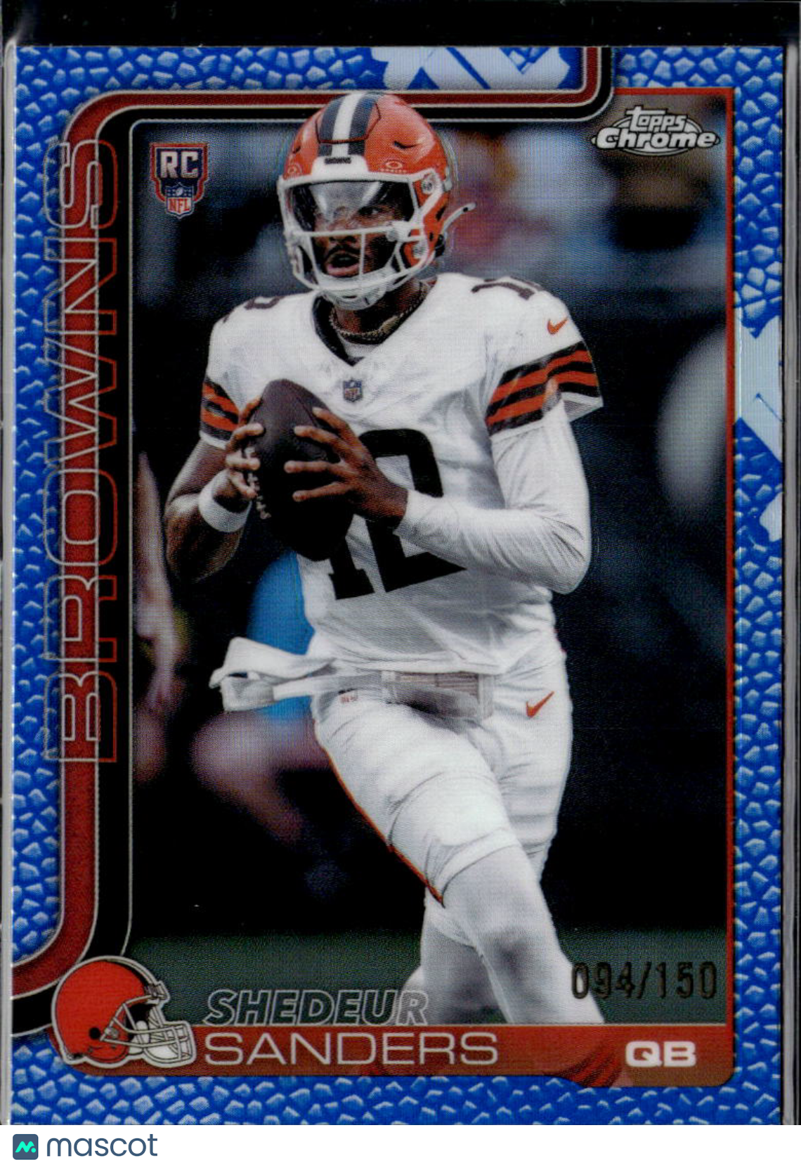 Shedeur Sanders 2025 Topps Chrome Blue Leather Refractor RC 94/150 Browns