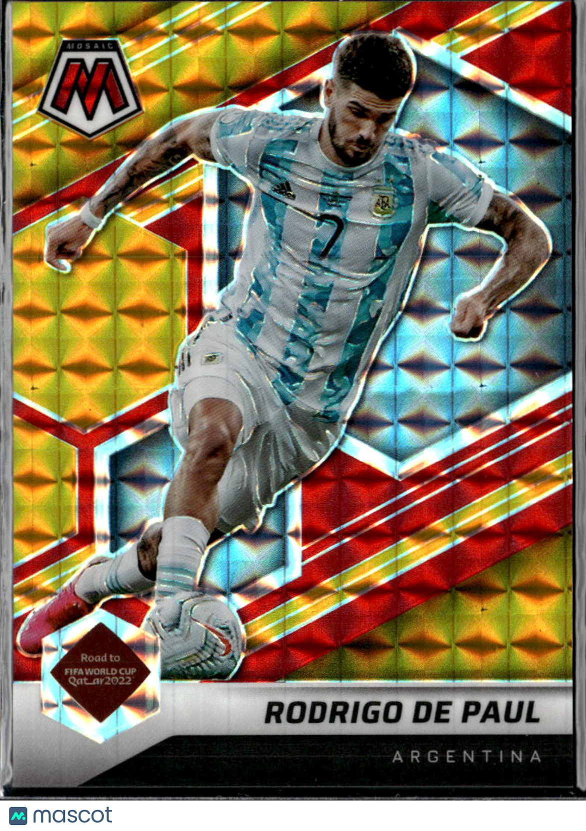 Rodrigo De Paul 2022 Mosaic Road to FIFA World Cup Red Yellow 19/88 Argentina