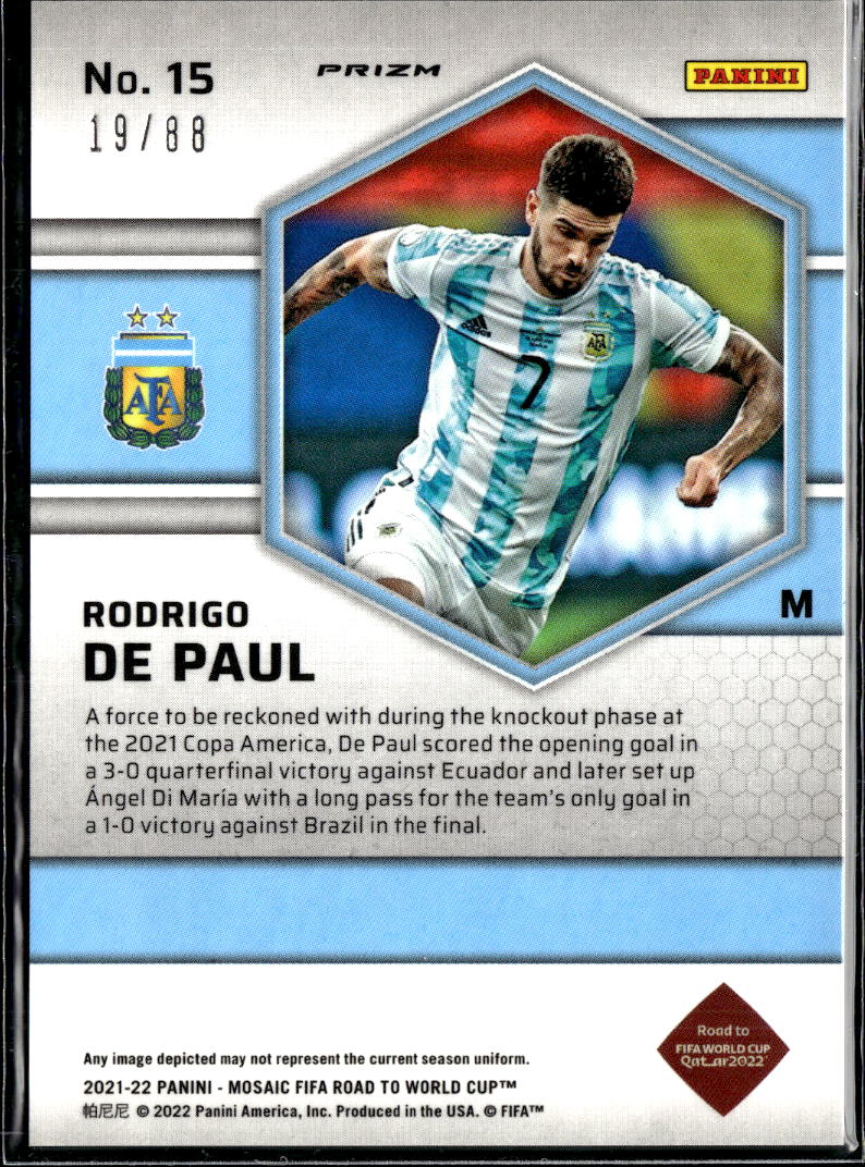Rodrigo De Paul 2022 Mosaic Road to FIFA World Cup Red Yellow 19/88 Argentina