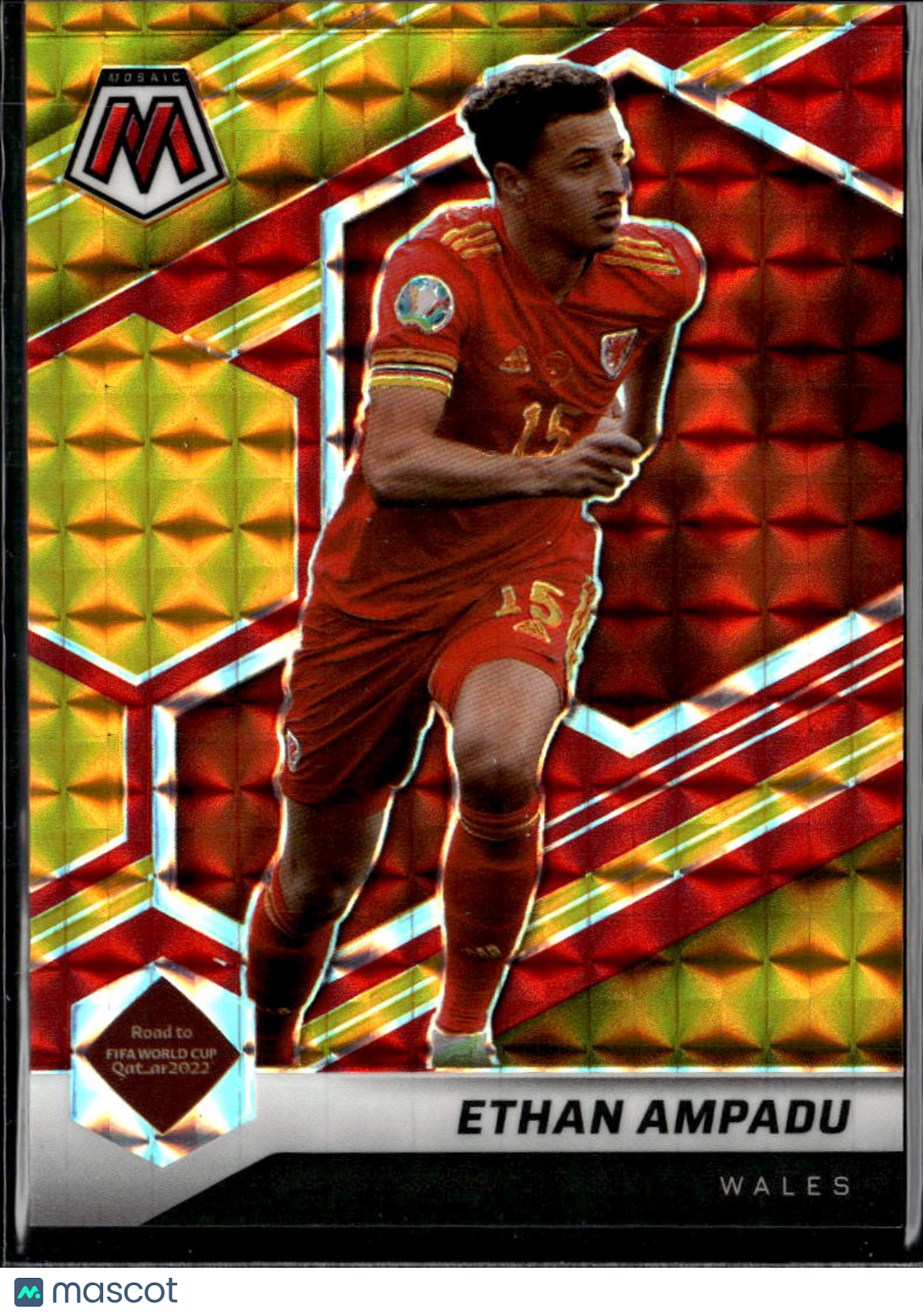 Ethan Ampadu 2022 Mosaic Prizm Road to World Cup Red Yellow 45/88 Wales