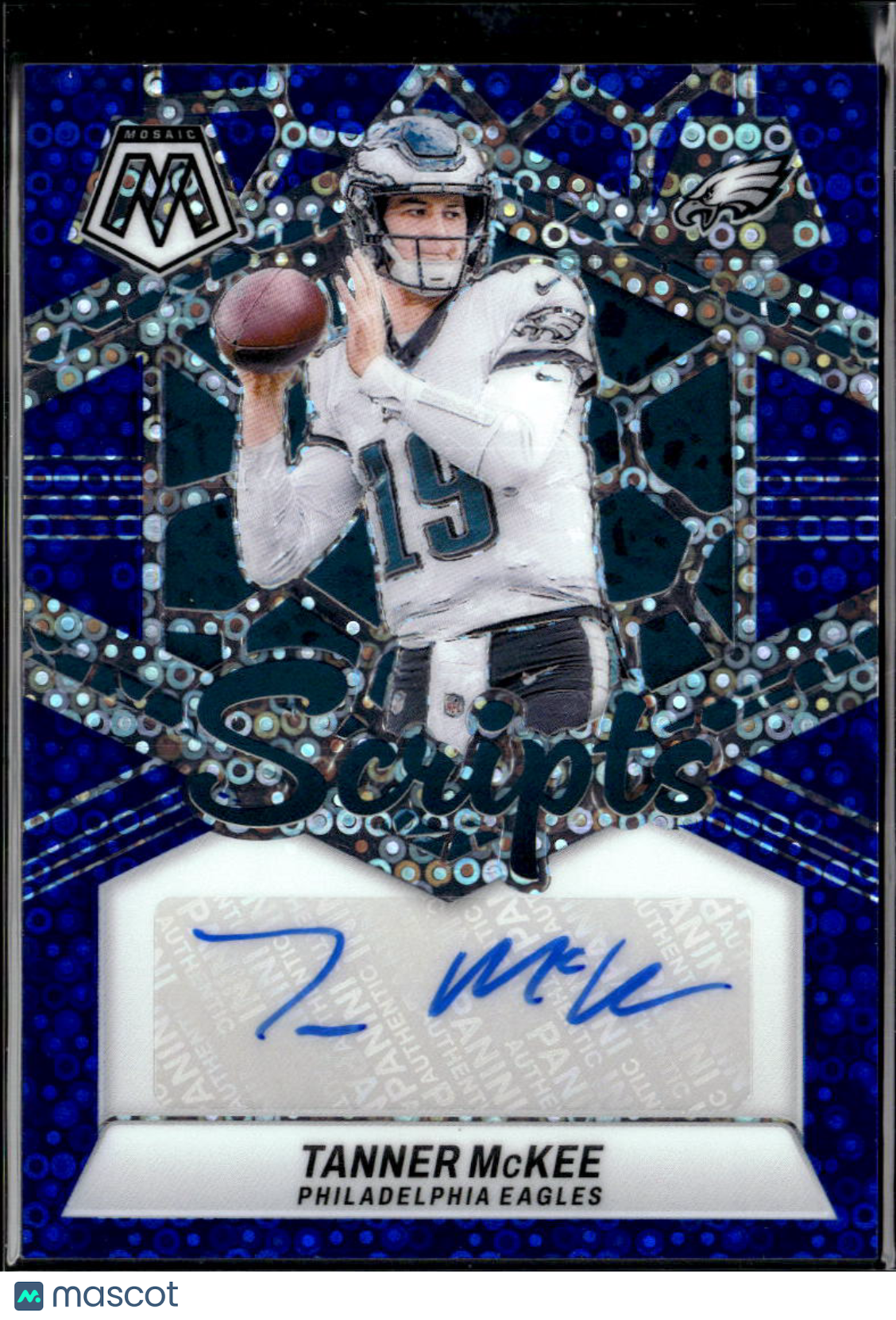 Tanner McKee 2024 Mosaic Scripts Auto Autograph Blue Philadelphia Eagles