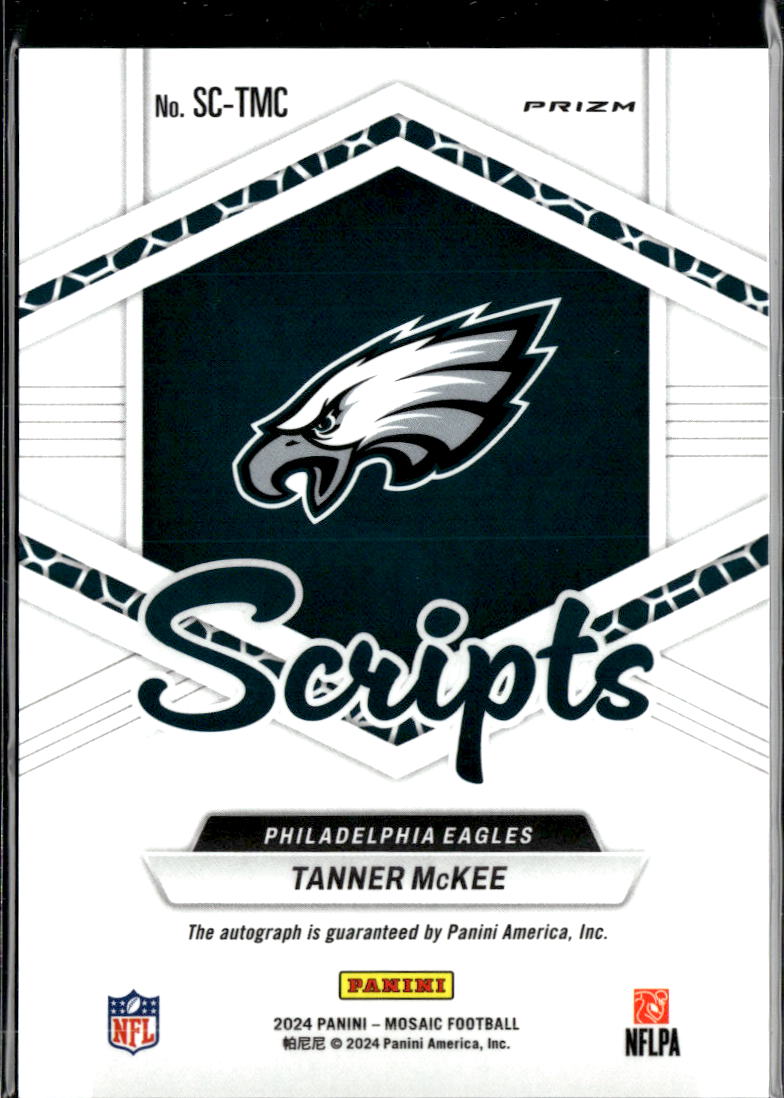 Tanner McKee 2024 Mosaic Scripts Auto Autograph Blue Philadelphia Eagles