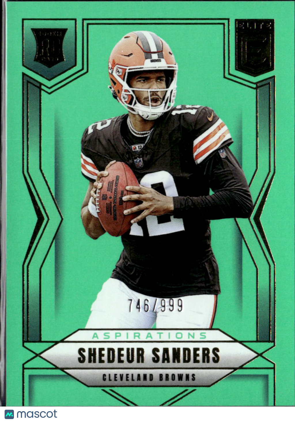 Shedeur Sanders 2025 Elite Green Aspirations RC Rookie 746/999 Cleveland Browns