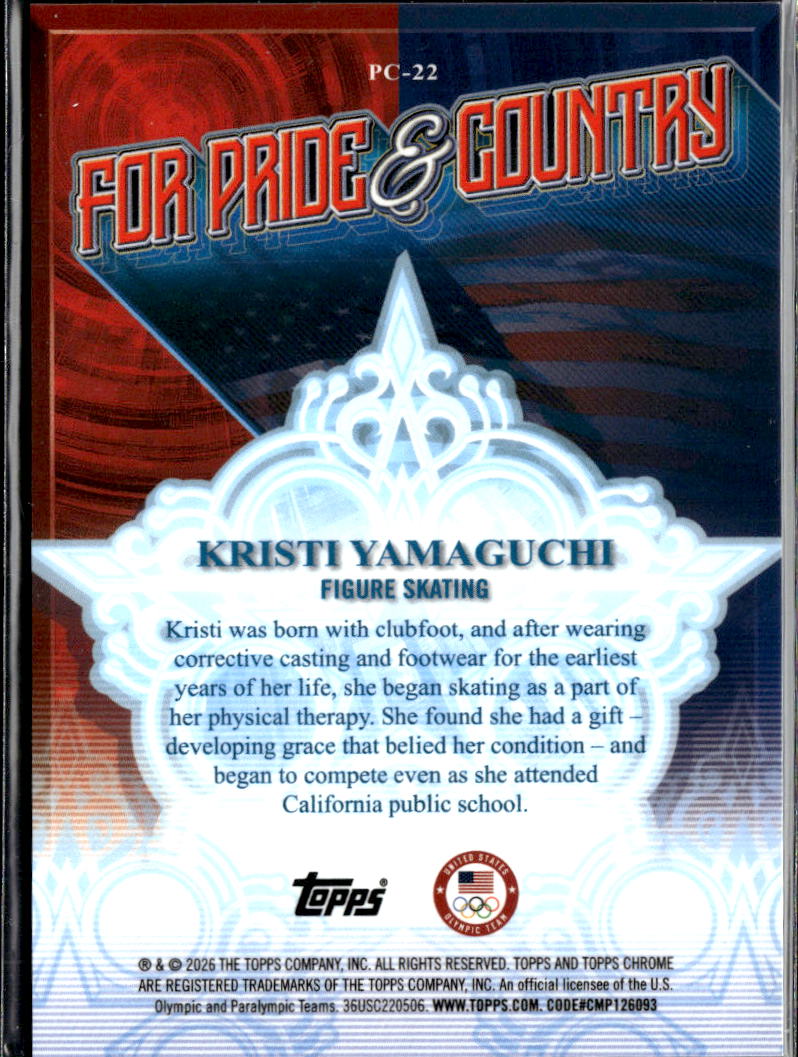 Kristi Yamaguchi 2026 Topps Chrome For Pride & Country 37/76 US Olympic Team