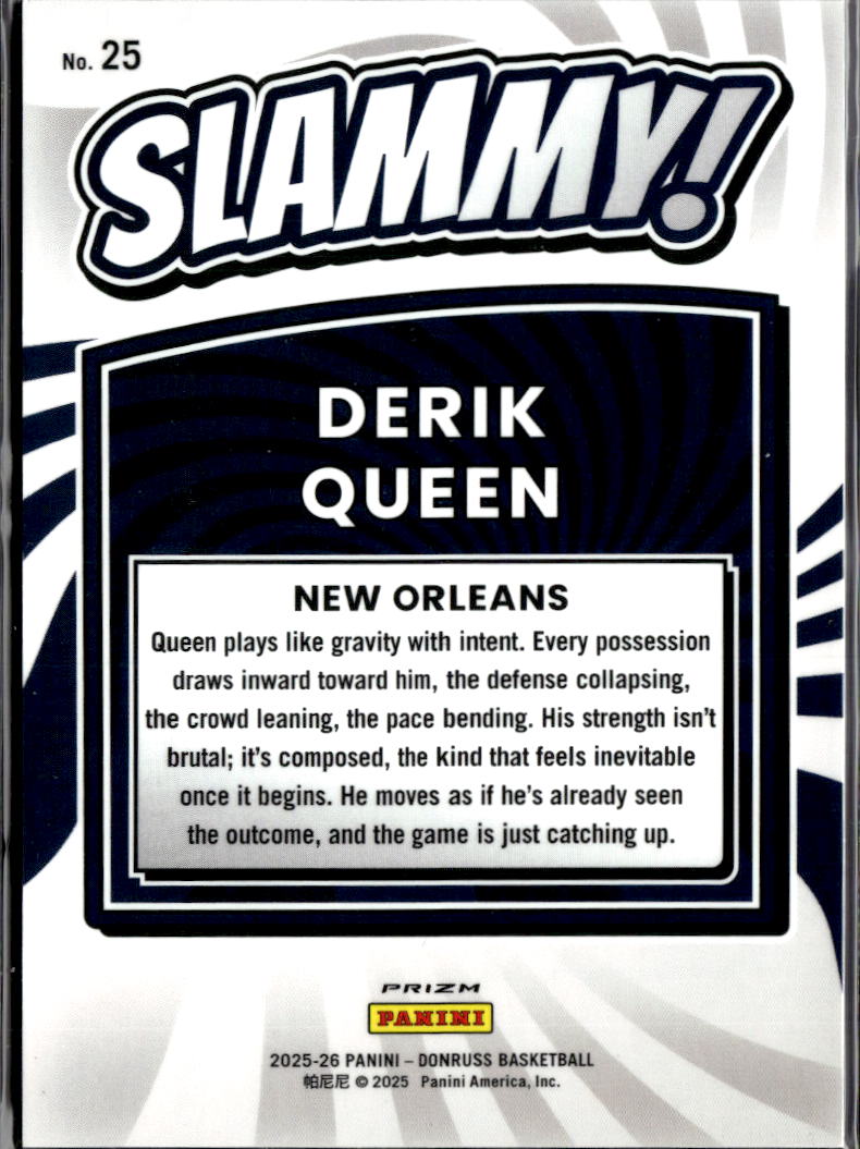 Derik Queen 2025 Donruss Optic Slammy! CASE HIT Rookie SSP RC New Orleans