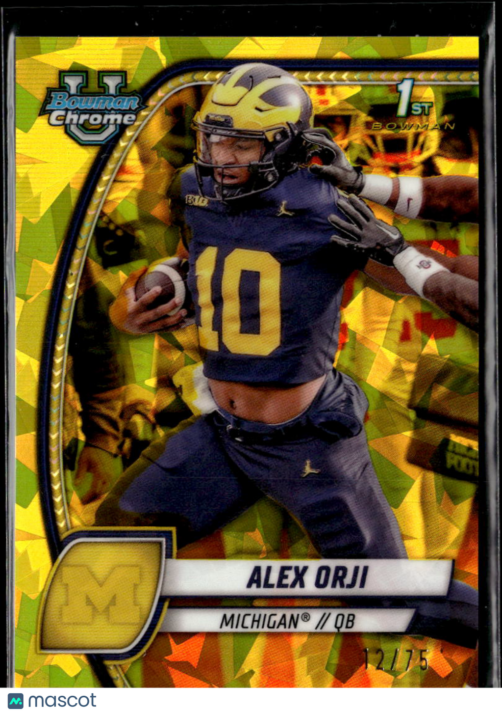 Alex Orji 2024 Bowman Chrome University Yellow Geometric Michigan Wolverines