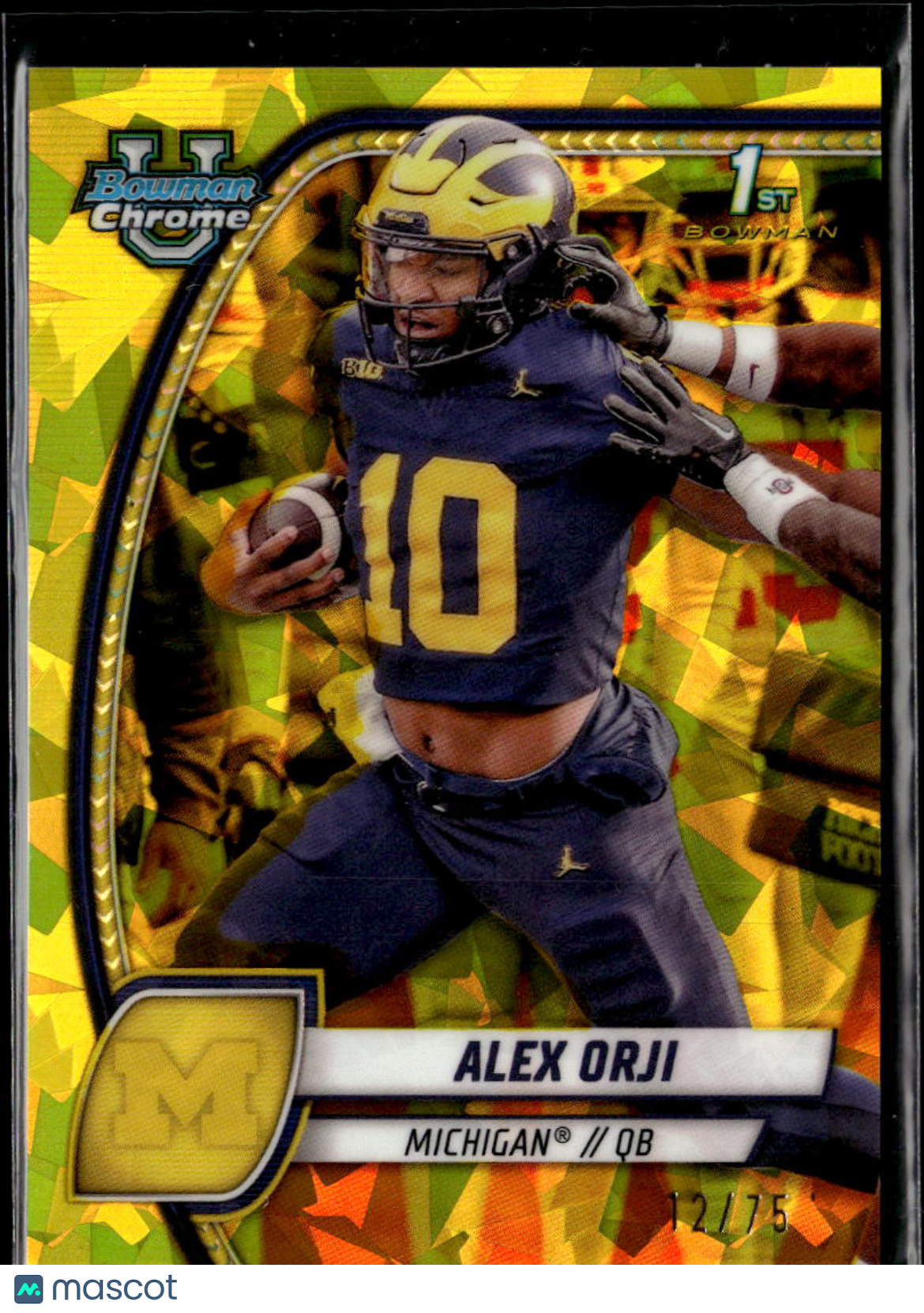 Alex Orji 2024 Bowman Chrome University Yellow Geometric Michigan Wolverines