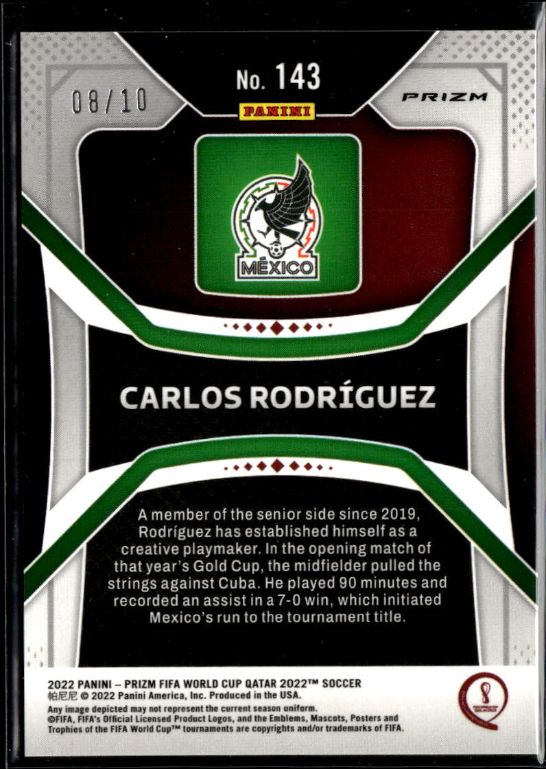 Carlos Rodríguez 2022 Prizm FIFA World Cup Qatar RC GOLD Prizm 8/10 Mexico