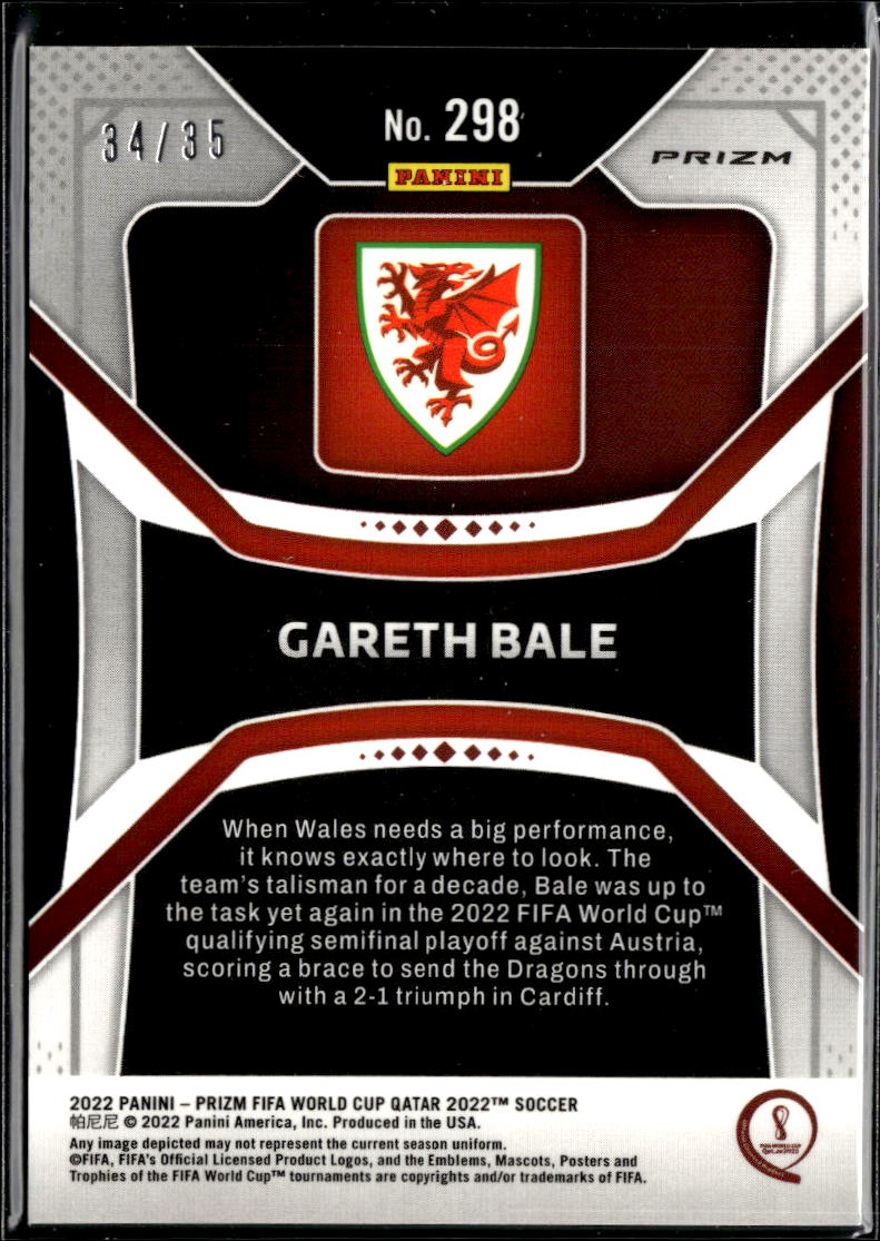 Gareth Bale 2022 Panini Prizm FIFA World Cup Qatar Purple Pulsar 34/35 Wales