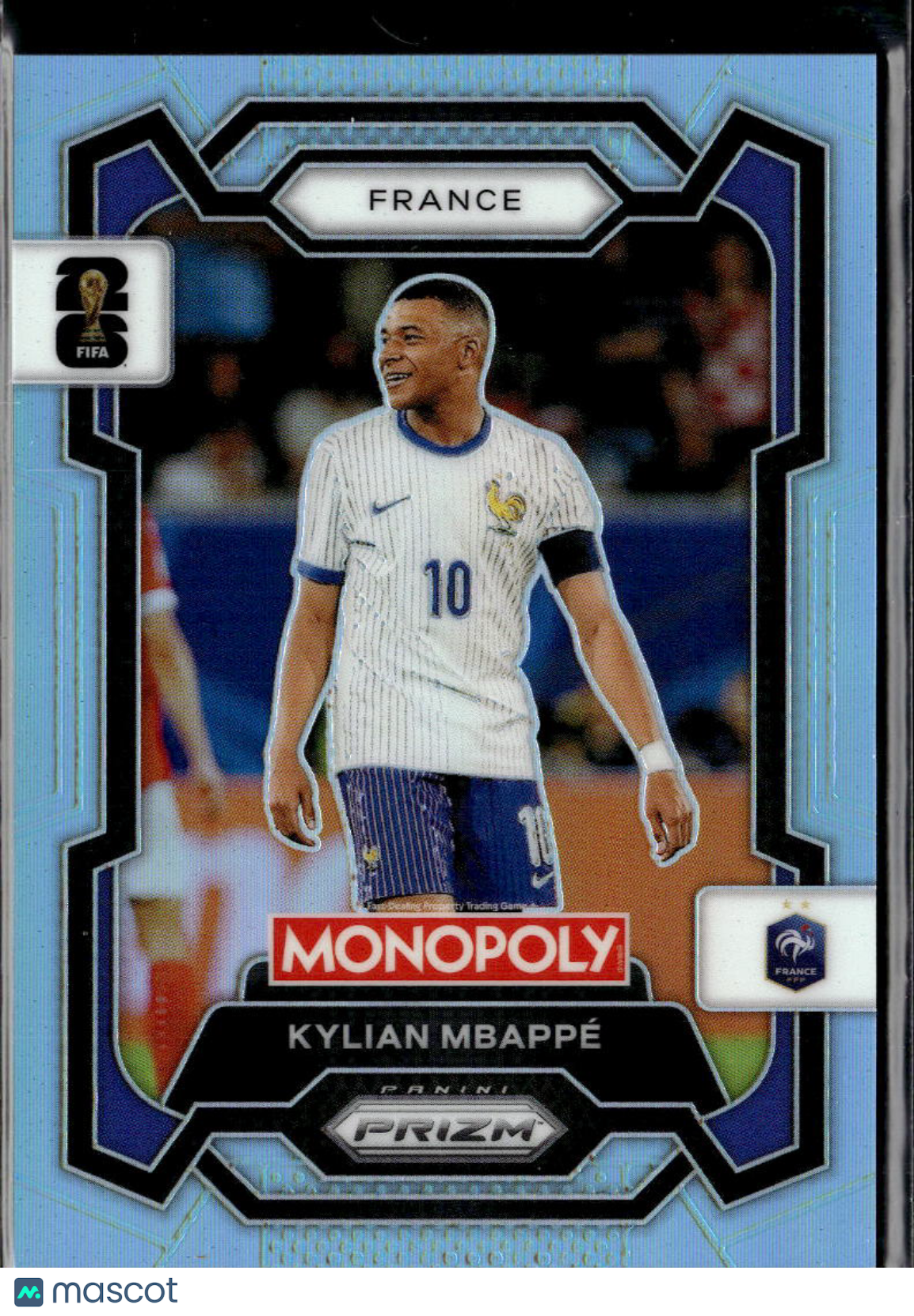 Kylian Mbappe 2026 Monopoly Prizm FIFA World Cup Light Blue 71/249 France