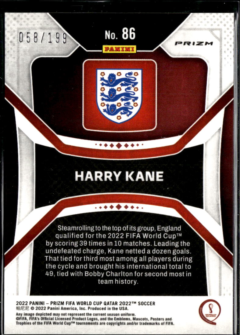 Harry Kane 2022 Prizm World Cup Qatar Blue Wave 58/199 England