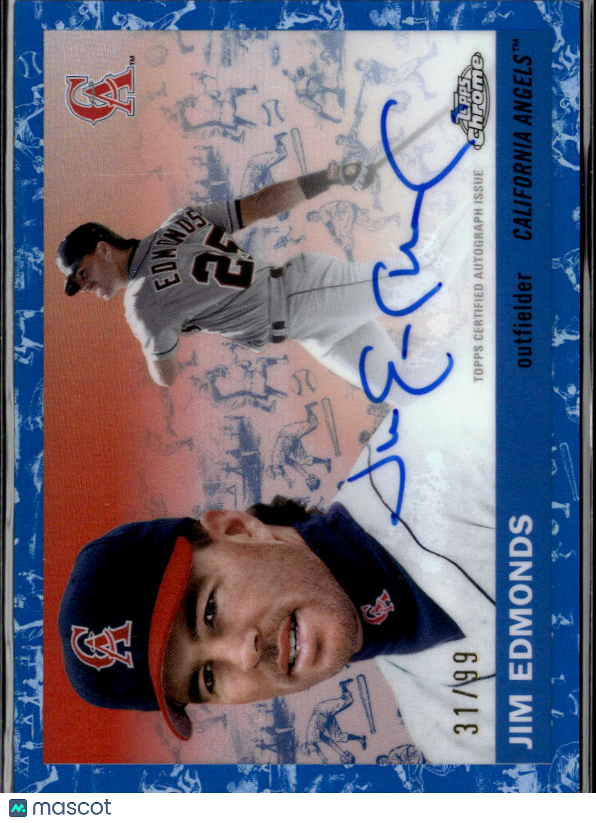 Jim Edmonds 2025 Topps Chrome Platinum Auto Autograph 31/99 California Angels