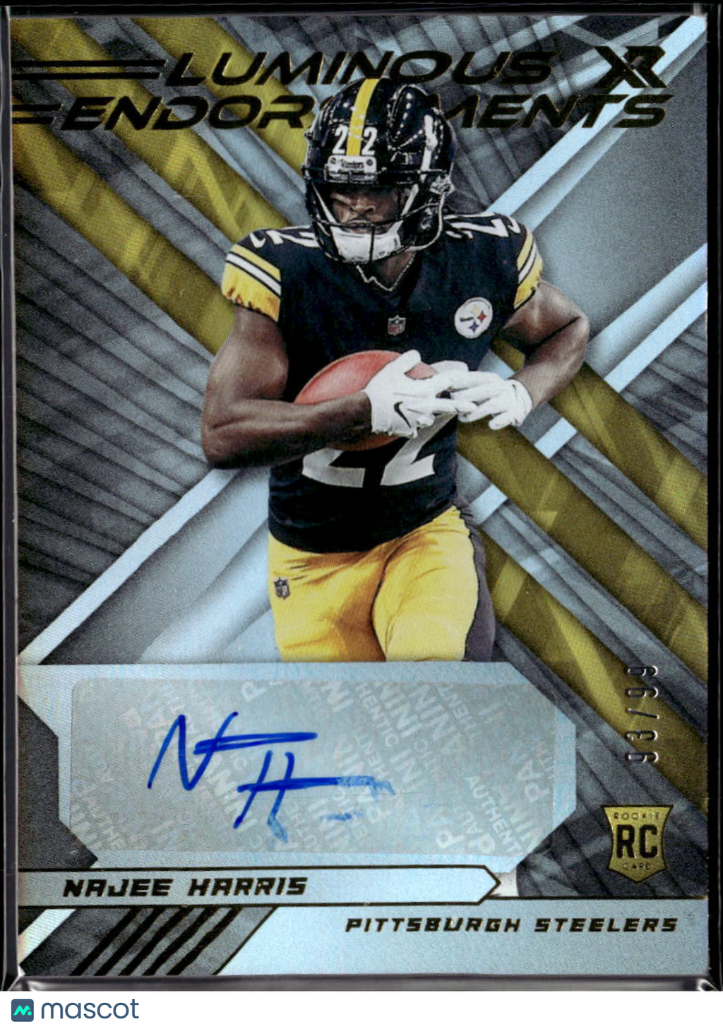 Najee Harris 2021 Panini XR Luminous Auto Autograph RC 93/99 Pittsburgh Steelers