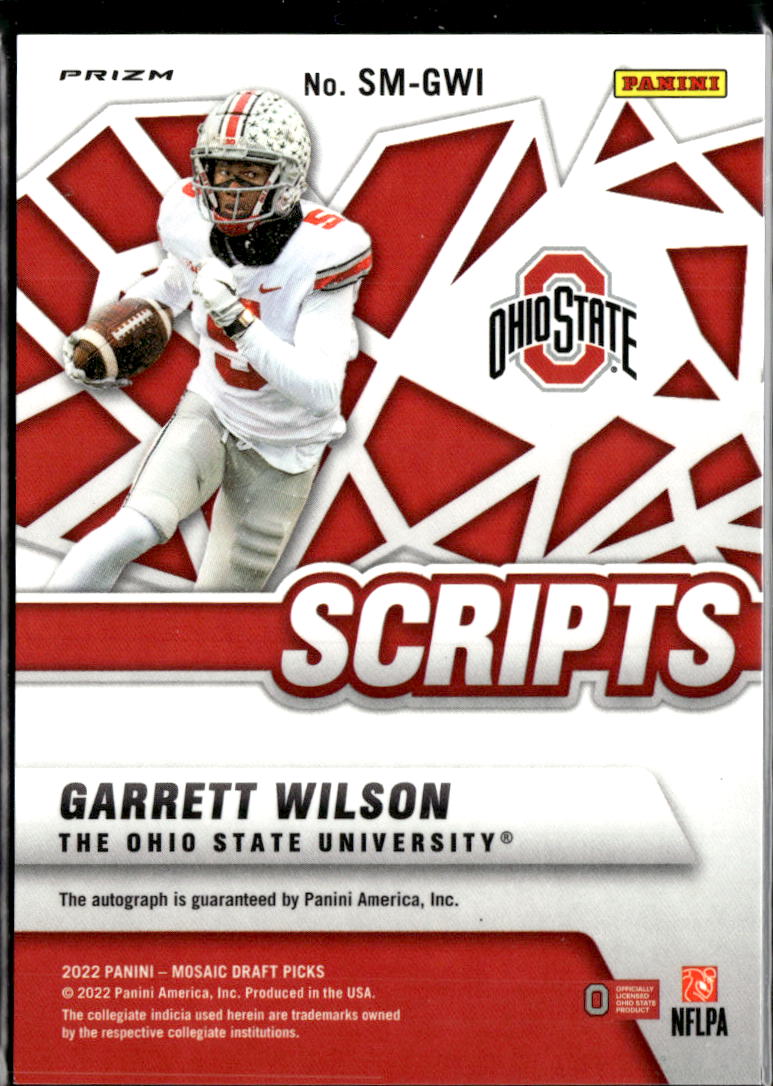 Garrett Wilson 2022 Mosaic Draft Auto Autograph RC Jets Ohio State Buckeyes