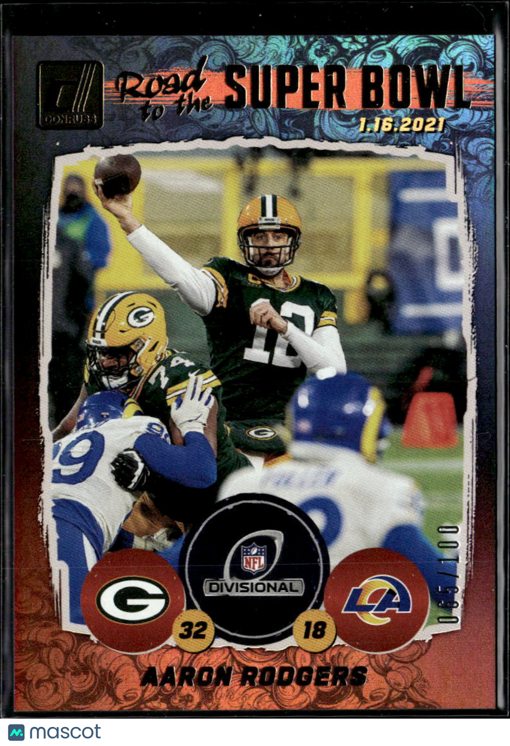 Aaron Rodgers 2021 Panini Donruss Road to the Super Bowl Green Bay Packers