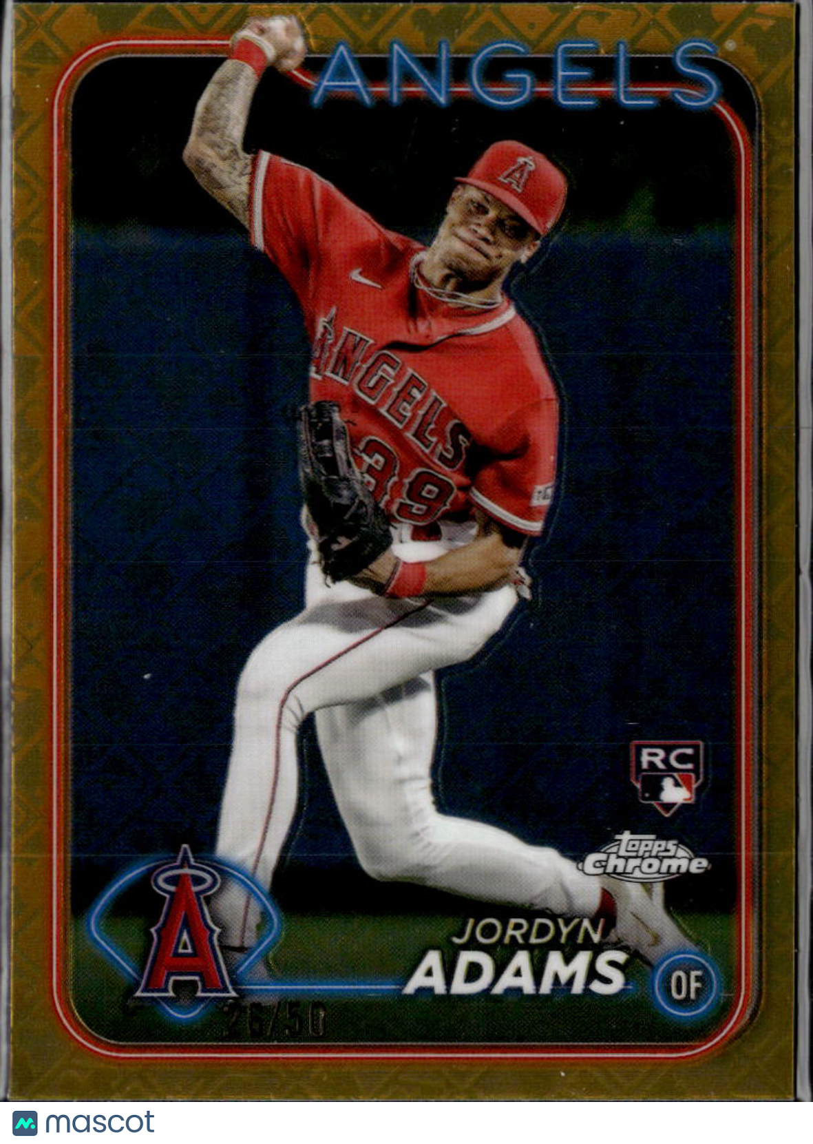 Jordyn Adams 2024 Topps Chrome Gold Refractor Los Angeles Angels