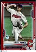 Tommy Mace 2021 Bowman Draft 1st Edition RED SSP 4/5 Cleveland Indians