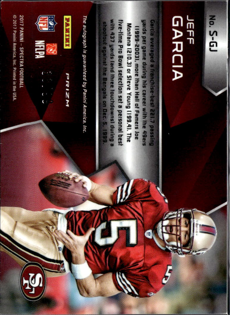 Jeff Garcia 2017 Spectra On Card Auto Autograph 33/99 San Francisco 49ers