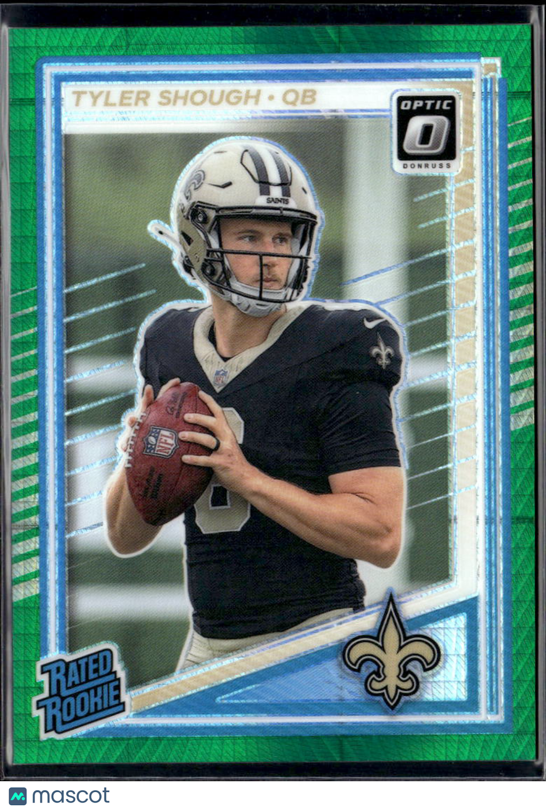 Tyler Shough 2025 Optic Rated Rookie Green Hyper Prizm RC New Orleans Saints