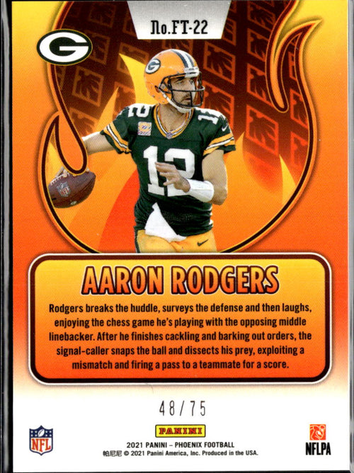 Aaron Rodgers 2021 Phoenix Flame Throwers Yellow 48/75 Green Bay Packers