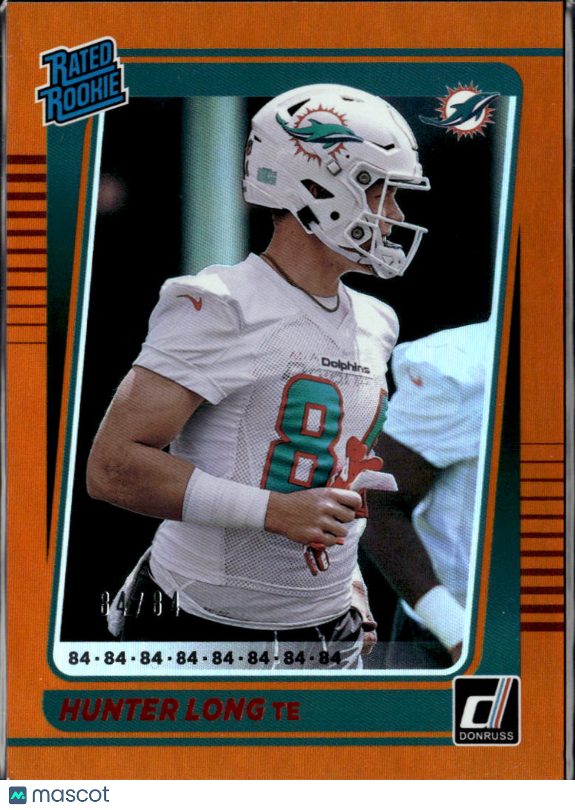 Hunter Long 2021 Donruss Orange Jersey Number RC 84/84 Miami Dolphins