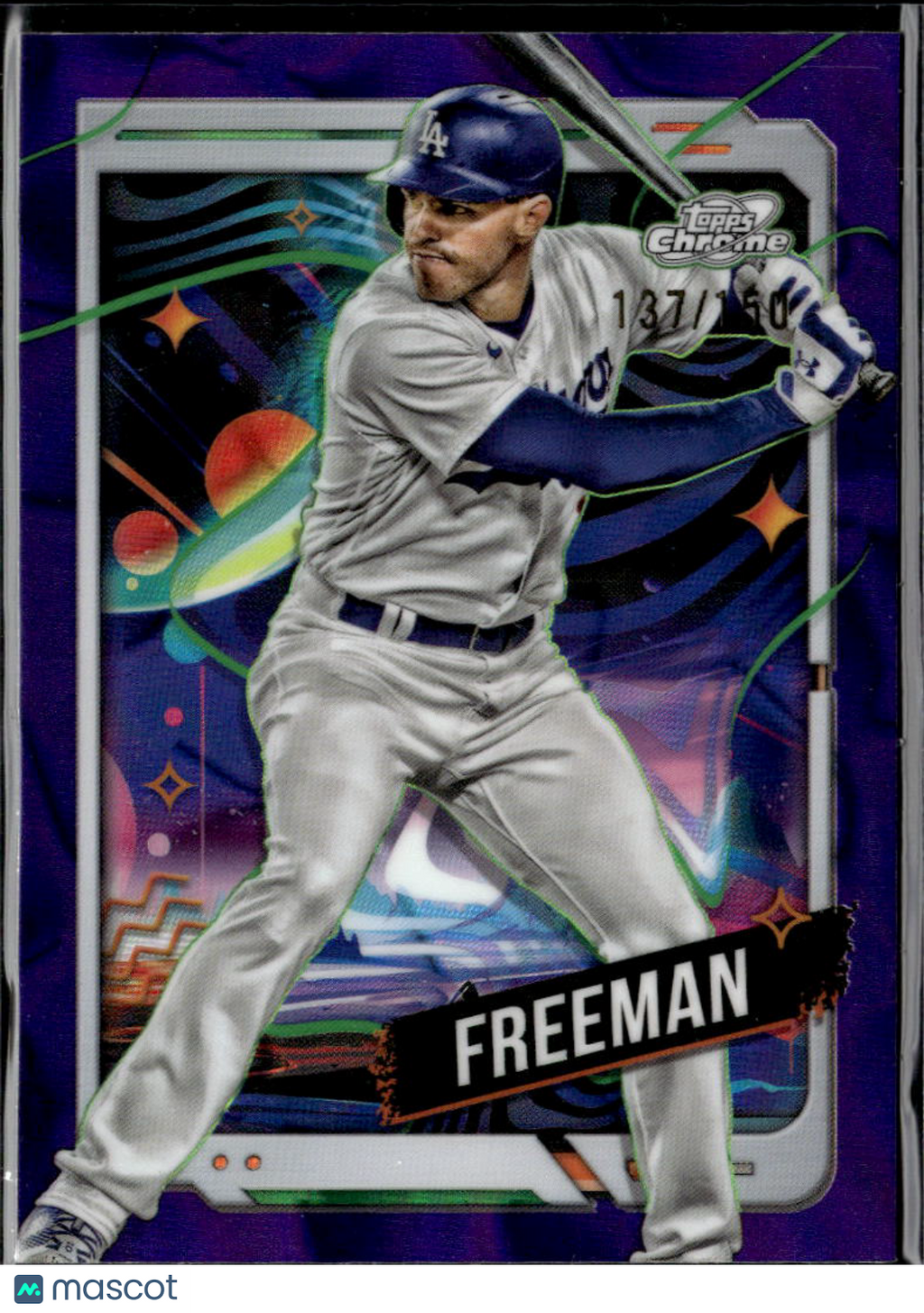 Freddie Freeman 2024 Topps Chrome Cosmic Purple Refractor 137/150 LA Dodgers